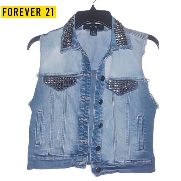 Forever 21 Jackets & Blazers - Forever 21 Studded Denim Jacket Vest